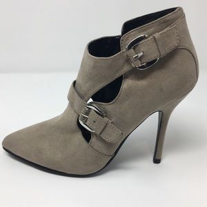 GUESS Tan Stiletto Buckle Booties